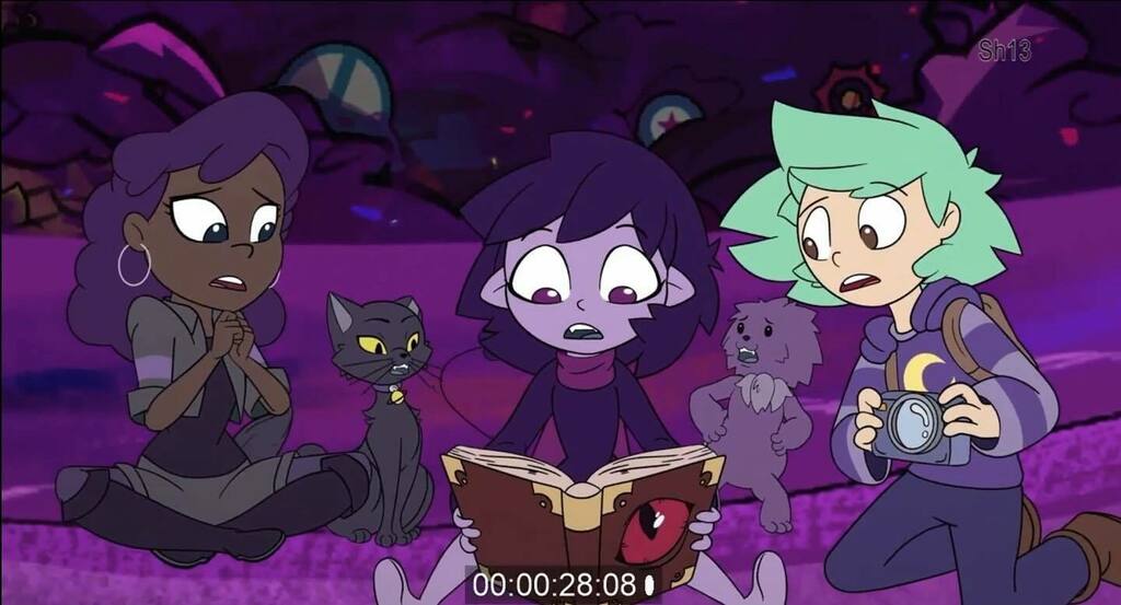 What do you think The Book is telling them? 🤔📖 • #tuesdaytales #whatdoesthebooksay #thebook #secrets #tobetold #shock #intrigue #animation #screencap #animatedseries #trio #petra #oliver #freddie #luna #salem #thesalemseries instagr.am/p/CMyo9c2FAah/