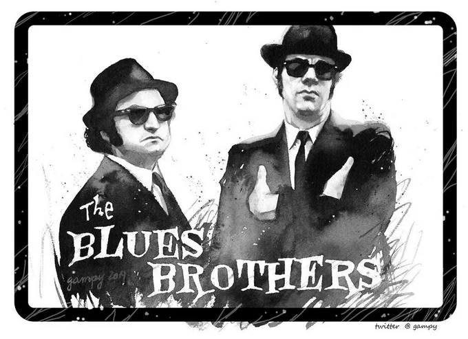 #モノクロにするとかっこいい 
#bluesbrothers
#watercolor 