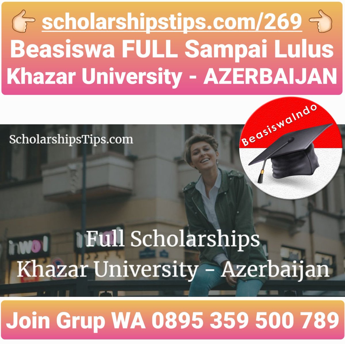 Beasiswa FULL Sampai Lulus di Khazar University, AZERBAIJAN

Info lengkap beasiswa ini silakan KLIK &amp; BACA 👉🏻 scholarshipstips.com/269 

👉🏻 WAJIB SUBSCRIBE youtube.com/BeasiswaIndo &amp; AKTIFKAN BEL NOTIFIKASI 👈🏻

👍🏻 Join grup WhatsApp wa.me/62895359500789…