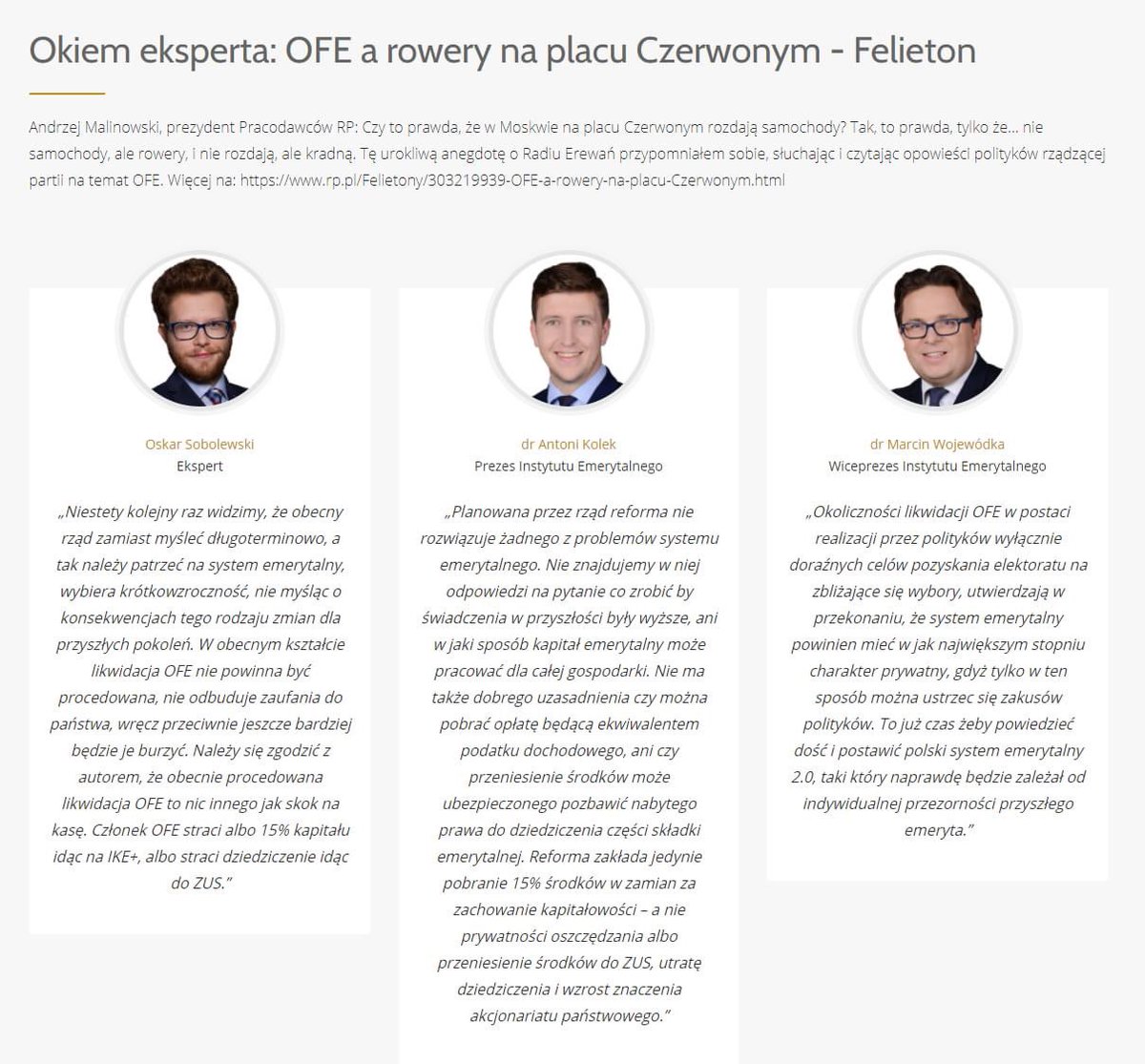 Inst_Emerytalny's tweet photo. Okiem eksperta 🧐
👉 #OFE a rowery na placu Czerwonym - Felieton @andrzejmm @PracodawcyRP
Komentują: @AntoniKolek @WojewodkaMarcin @OSobolewski
#likwidacjaOFE #SystemEmerytalny #IKEplus #IKE #IKEvsZUS #ZUS
https://t.co/mk5hT0fVP1 @rzeczpospolita https://t.co/WXopzTOBdb