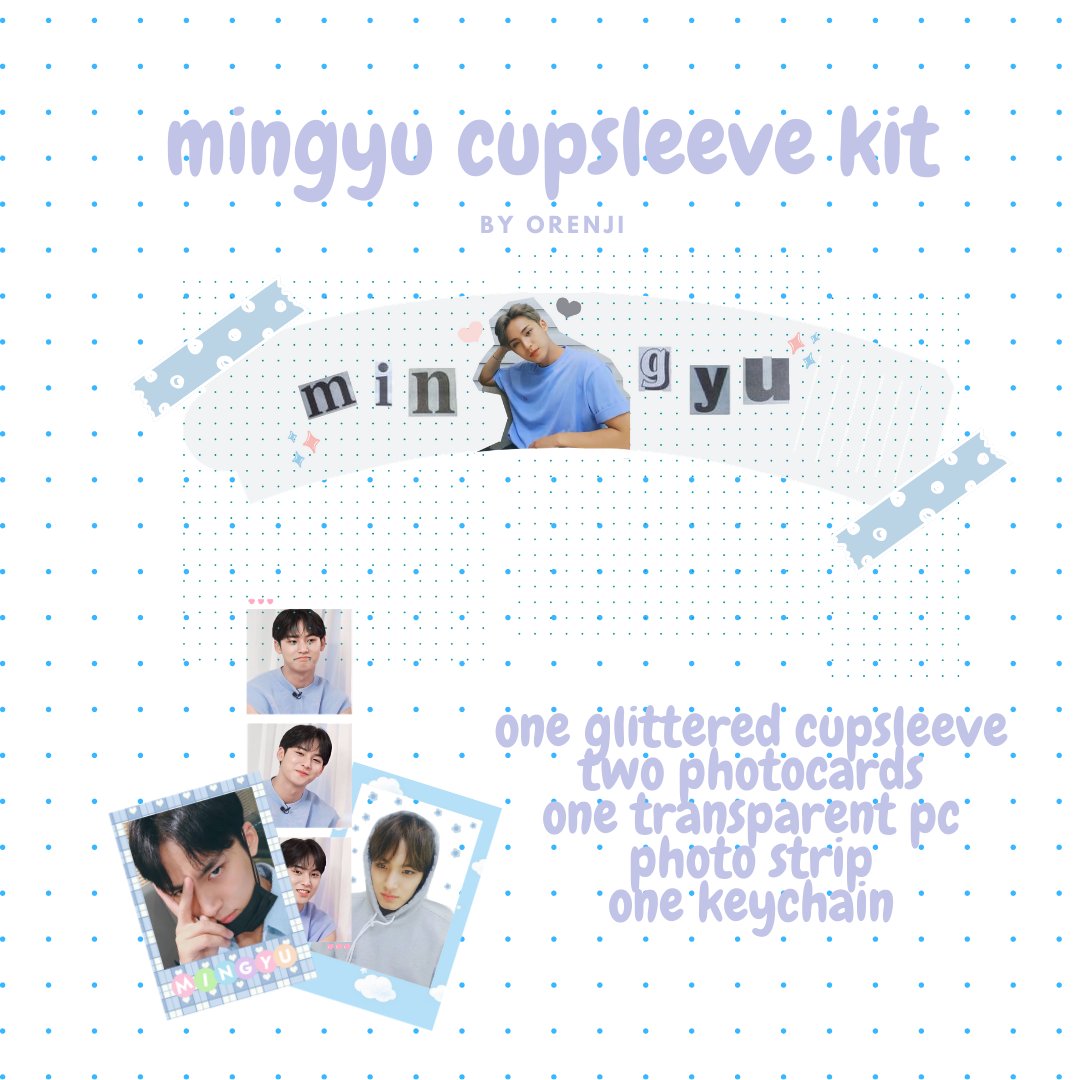 orenjico's tweet image. wts/lfb kim mingyu cupsleeve kit
☁️ price ₱150PHP (sf included)
☁️ 20 slots only 

☁️ inclusions:
° one glittered cupsleeve
° one glossy pc
° one glittered pc
° one photo strip
° one keychain
° one transparent pc

#mingyu #cseph #세븐틴 #민규