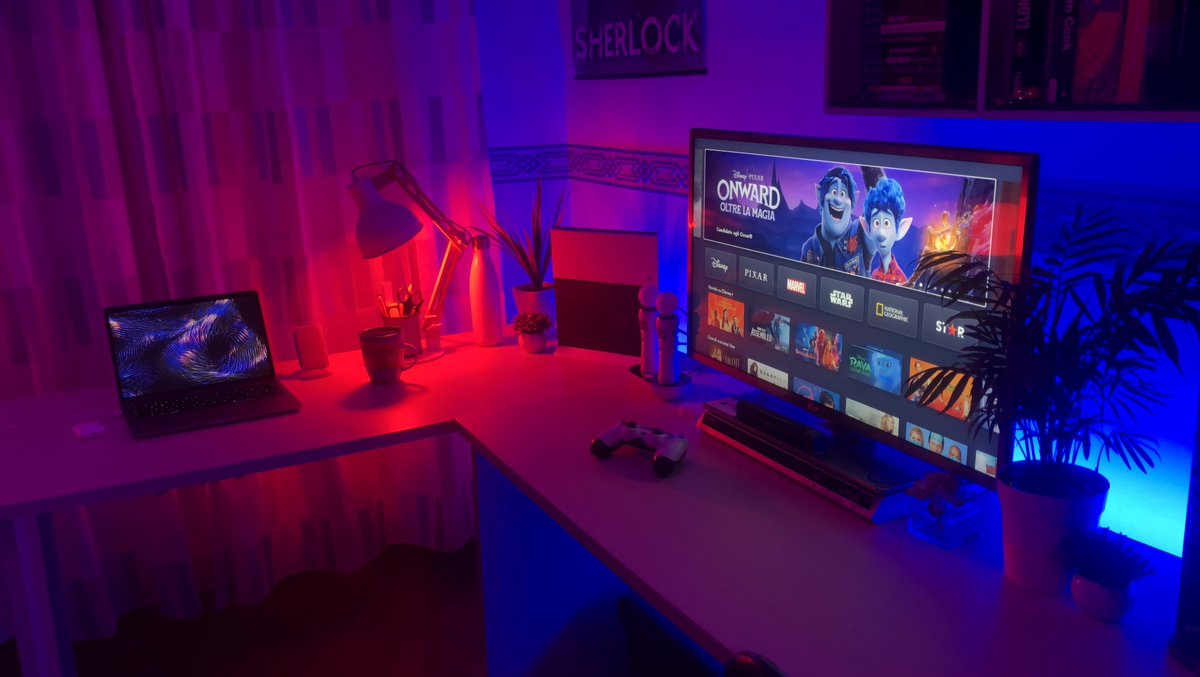 Yeelight's tweet image. Using Yeelight LED Bulb and Yeelight LED Strip to create your dreaming game room!⁠
⁠
Pic:@ThisIsNotHG 
⁠
#smarthome #yeelight #pcled #gamer #rgb #setup⁠
⁠