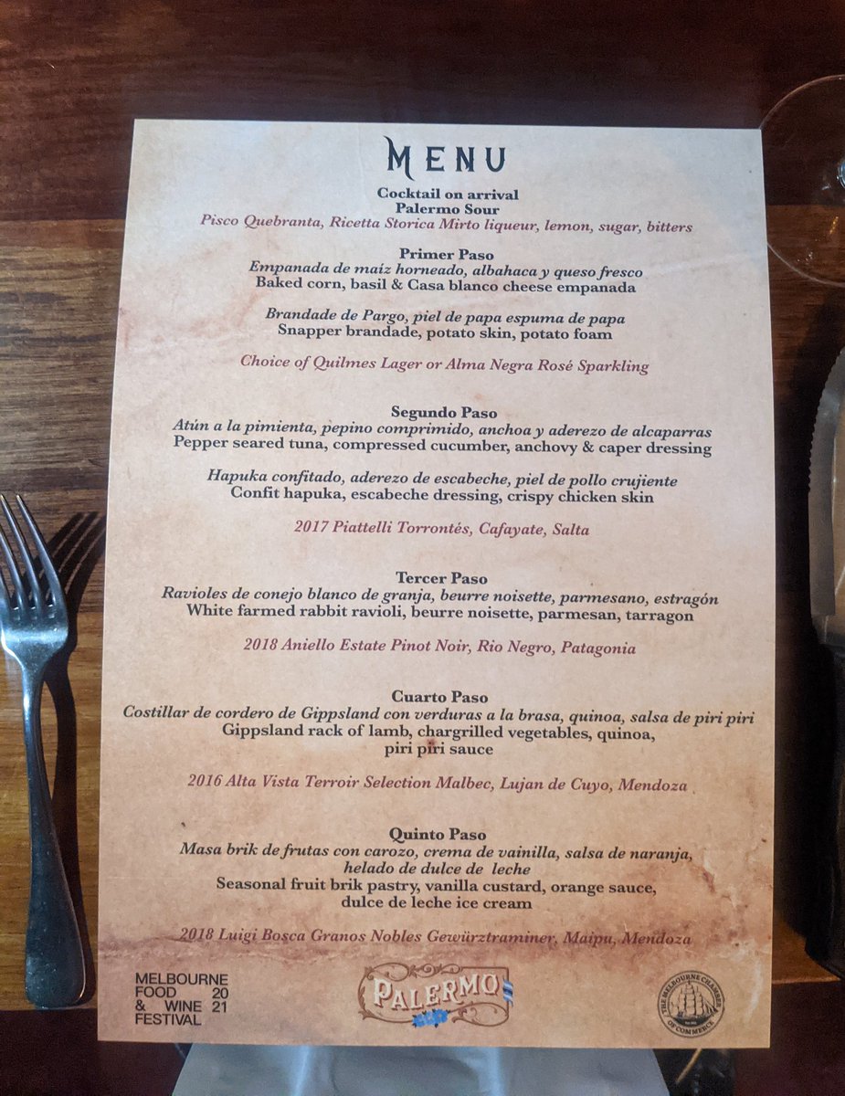 Melb_Chamb's tweet photo. Fantastic to be at Palermo restaurant tonight for our #MCC Melbourne Food and Wine Event, where guests are treated to an Argentinian adventure by chef Jacques Reymond 👨‍🍳🍷. https://t.co/9oHLDwtEvT