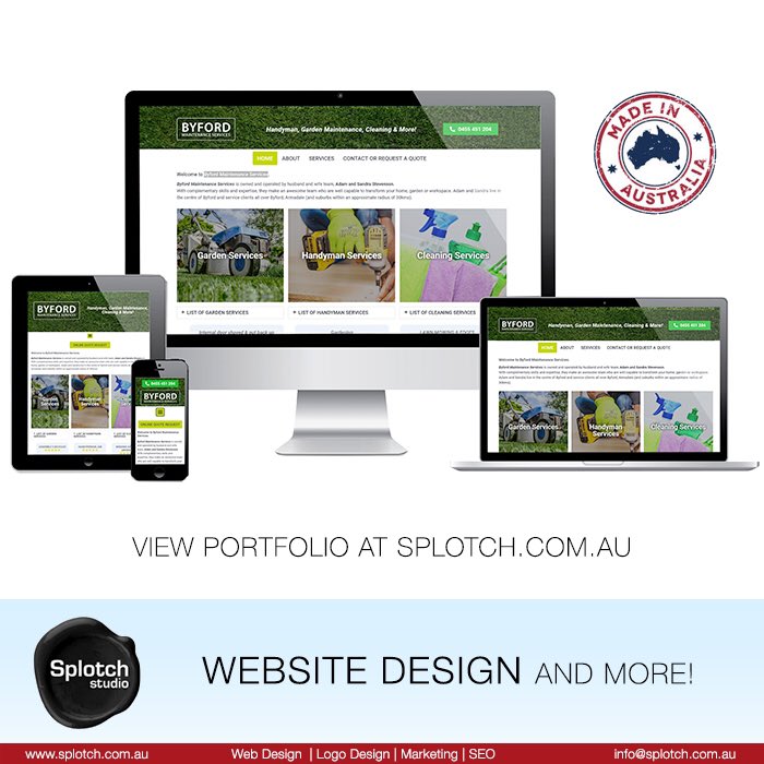 splotchstudio's tweet photo. Here’s a better photo. But to see the website, you really should just click this link https://t.co/rIm2JW7PaD #byford #perth #webdesign #gardener #handyman https://t.co/DICU8UPBRi