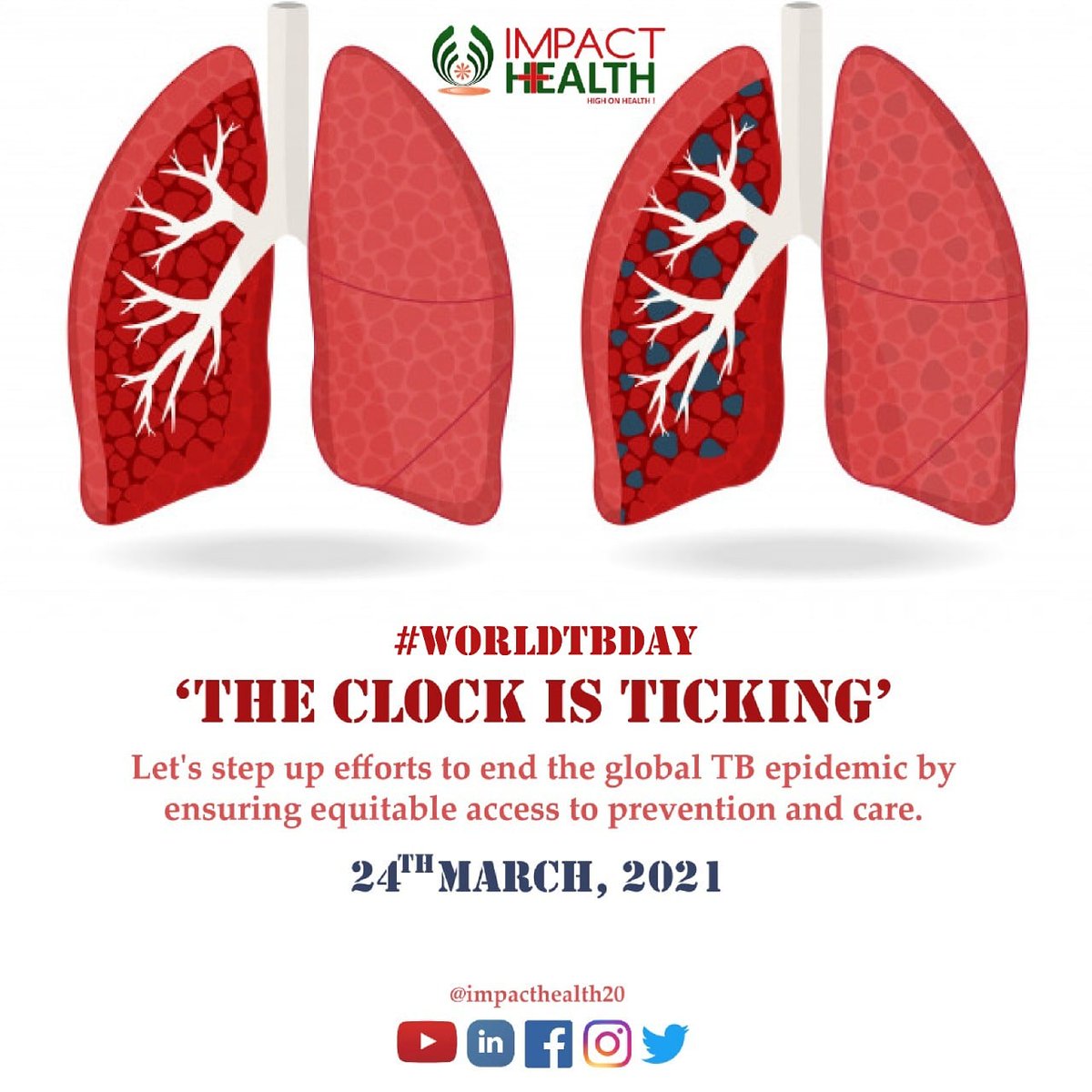 ImpactHealth20's tweet photo. Signs of active TB disease include:
•A cough that lasts more than 3 weeks
•Chest pain
•Coughing up blood
•Feeling tired all the time
•Night sweats
•Chills
•Fever
•Loss of appetite
•Weight loss
#WorldTBday2021 #worldtbday #TBSymptoms #HighOnHealth https://t.co/Rb92ha9fQA
