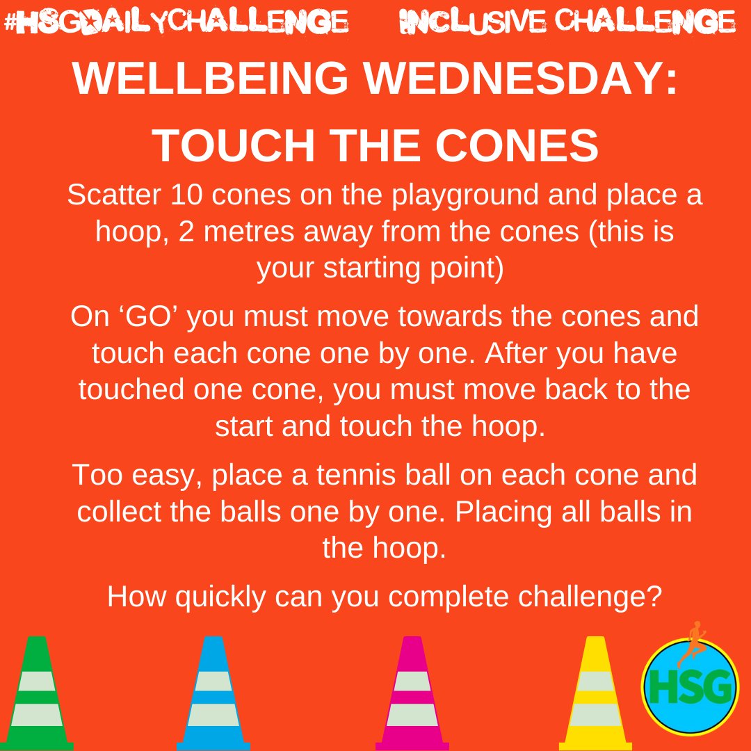 Todays Inclusive challenge will really test your agility! How quickly can you move from cone to cone?! #HSGDailyChallenge @YourSchoolGames @EnergiseSchools