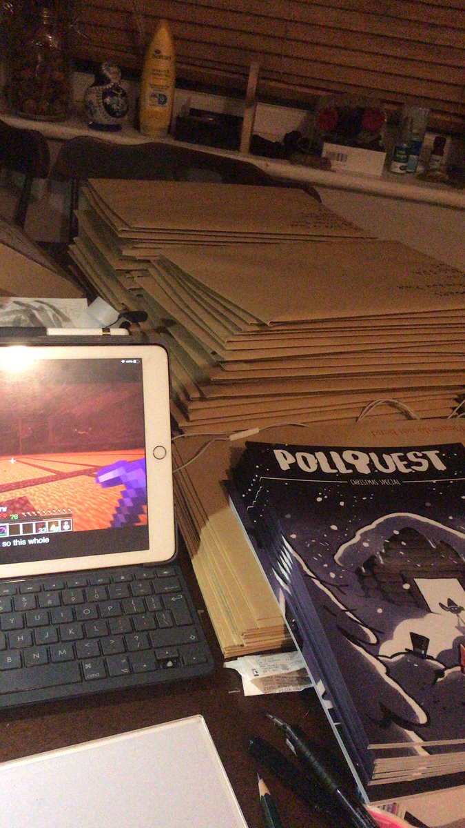 LukeHyde's tweet photo. Almost got all the #PollQuest backer rewards packed up! Had a proper session last night and now i’m sleepy AF 💀 https://t.co/swmZYeZoGc