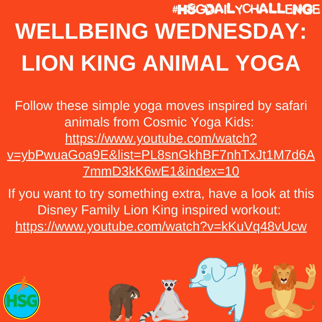 Our theatre challenge for Primaries today is all about the Lion King! Have a go at some animal themed yoga! #HSGDailyChallenge @YourSchoolGames @EnergiseSchools