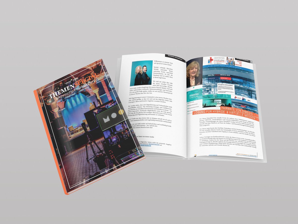 dimedis's tweet photo. @memomediaverlag berichtet in ihrem neuen #eBook über technische Innovationen in der Veranstaltungsbranche und stellt dort unsere Lösung für hybride und virtuelle Messen vor. Hier gehts zum gratis eBook: https://t.co/sAfP5r1T3S #digitalisierung https://t.co/DKxAFFcPEc
