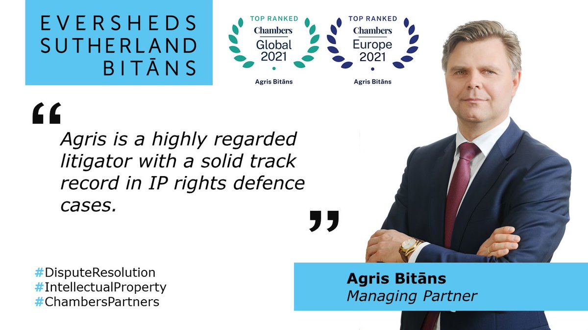 We are proud of our team’s achievements, having been listed among leading law firms in Latvia in the latest <a href="/ChambersGuides/">Chambers and Partners</a> Europe publication! Agris Bitans is repeatedly ranked Band 1 in the Dispute Resolution practice area. More: eversheds-sutherland.com/global/en/what…