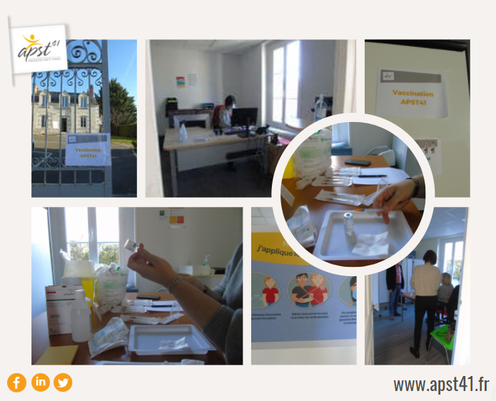 apst41's tweet photo. Première séance de #vaccination à l'#APST41 ! Quelques images de cette première journée. Merci à notre personnel pour leur réactivité et leur mobilisation. #santeautravail #sante #travail #SST #presanse #covid19 @presanse https://t.co/mKYZwixyNo