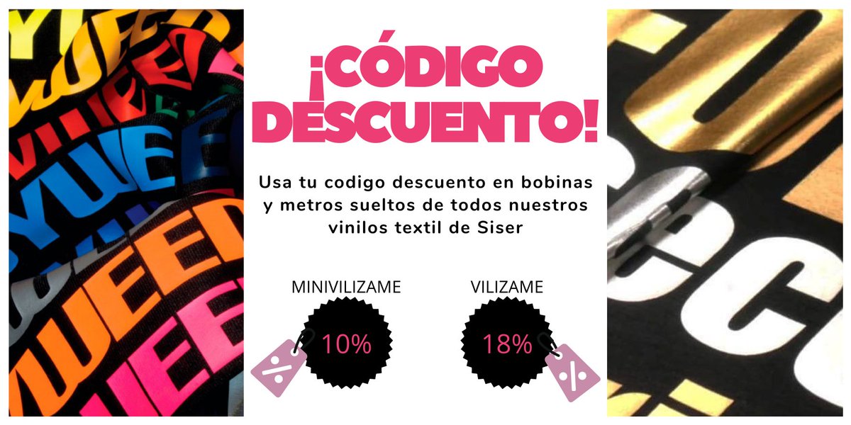 tSolvente's tweet photo. Consigue por tiempo limitado tus códigos de descuento para todas las gamas de vinilo textil Siser. - https://t.co/BlBdJ2h98T https://t.co/xH2F2Qvvdk