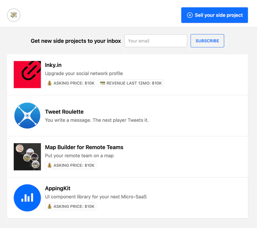 ProductHunt's tweet photo. I think I could open up an entire store selling my half baked side projects. If you're the same, you can now sell them using this tool and make a bit of extra cash 

Sell all of your abandoned side projects: https://t.co/EnDDMhiPCd https://t.co/AhIe3Cdtpz