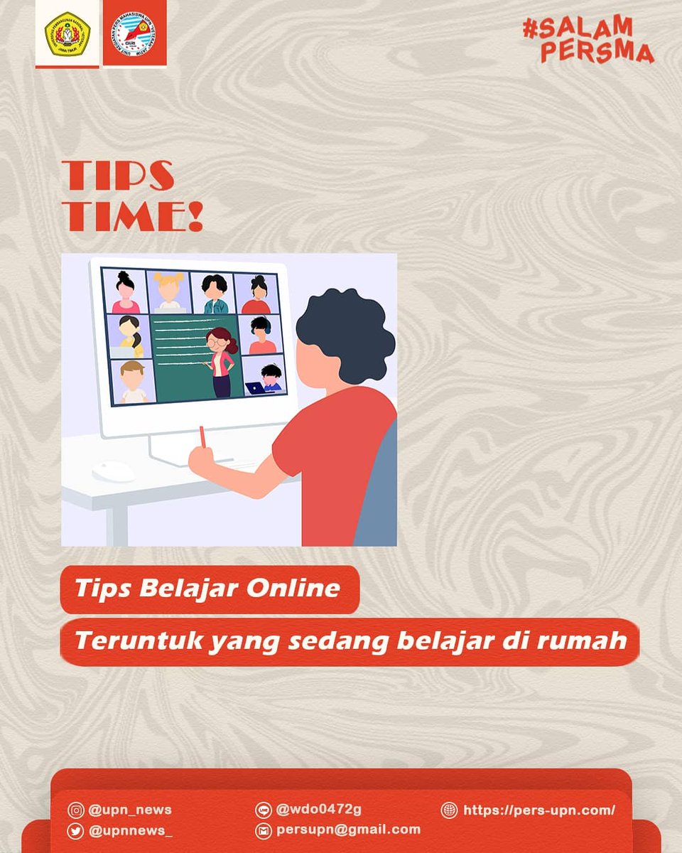 UPNNEWS_'s tweet photo. ใTips Time!๐กใ
Halo sahabat pena! ๐๐ป
Apakah teman-teman merasa belajar online terkesan tidak efektif dan bahkan membosankan? Simak tips berikut agar kamu lebih bersemangat dalam melaksanakan pembelajaran secara online!
_______
#salampersma!
#tipstime https://t.co/iZIMZiiQGi