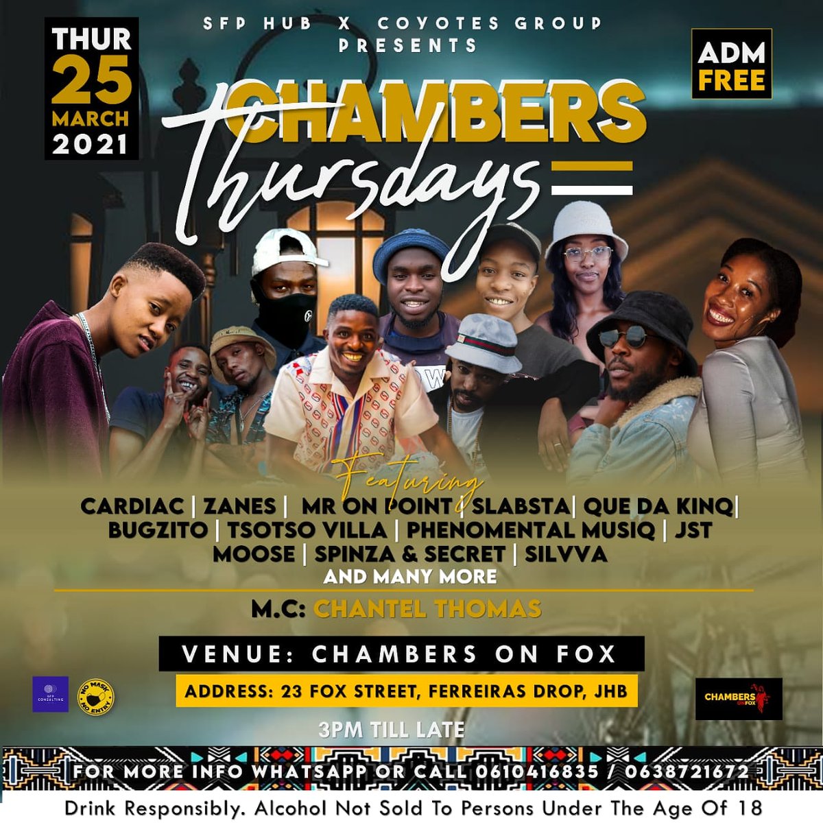 Slabsta's tweet photo. Tomorrow @chambersonfox for @Slabsta's performance. Please come join us! π
#Mohlakanyo #ChambersThursdays https://t.co/XA6m0keSEx