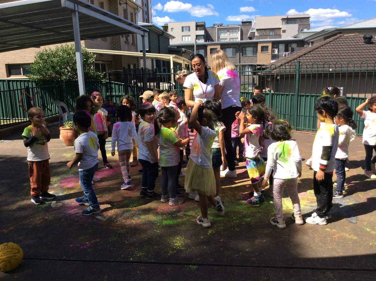 HAPPY HOLI 🌈 Holi is a Hindu festival that welcomes the season of spring. Today we celebrated at preschool by spreading coloured powder onto our clothing. It was thoroughly enjoyed by all! <a href="/rosehillps/">Rosehill PS</a>