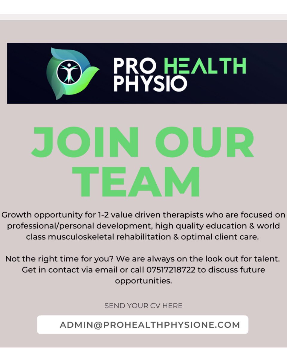 DarrenFinnegan2's tweet photo. Exciting opportunity to join our team at Pro Health Physio, Newcastle upon Tyne. 
#Growth 
#protectedCPDtime
#mentorship https://t.co/4qRugRqBSd