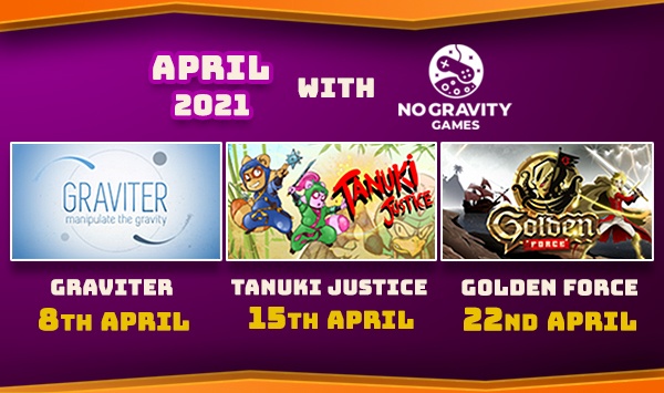 NoGravity_Games's tweet photo. Friendly reminder - #AprilWithNoGravity is coming ๐ช Stay tuned and add our games to your wishlist, so you won't miss any vital announcements!
#IndieGame #ComingSoon #IndieGaming #PuzzleGame #Retro #Spring #Gaming #IndieDev https://t.co/g0p3um1LCh