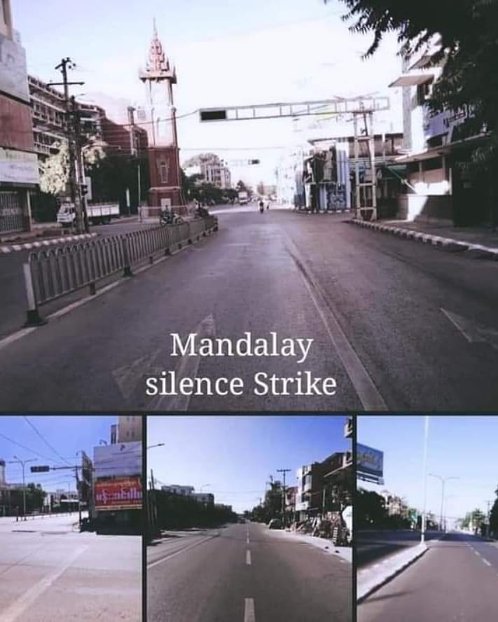 with_fluke's tweet photo. Silence Strike in Myanmar!

No more people on the road and all the shops are shutting down to be against the coup!

A Silence Voice is more powerful than Screaming! 

SILENCE REVOLUTION

#WhatsHappeningInMyanmar  #Mar24SilenceStrike https://t.co/fbtK6R2Fen