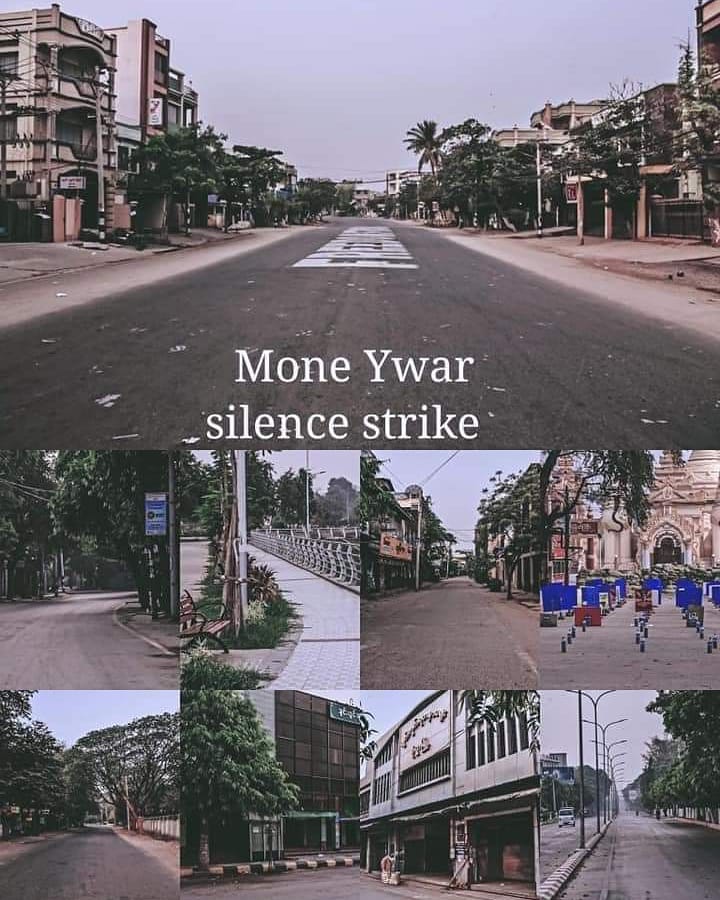 with_fluke's tweet photo. Silence Strike in Myanmar!

No more people on the road and all the shops are shutting down to be against the coup!

A Silence Voice is more powerful than Screaming! 

SILENCE REVOLUTION

#WhatsHappeningInMyanmar  #Mar24SilenceStrike https://t.co/fbtK6R2Fen