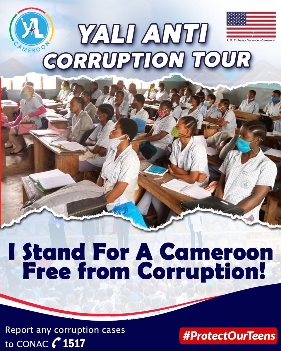 MWFCameroon's tweet photo. @MWFCameroon @USEmbYaounde Fostering Ethical Leadership, Changing Mindsets of the Teen Generation Leaders. The YALI Anti-Corruption Tour is creating Civic Clubs in Schools across the 10 Regions of Cameroon, implanting focal points to combat corruption for a better #Cameroon. https://t.co/FE7Hsmhz6T