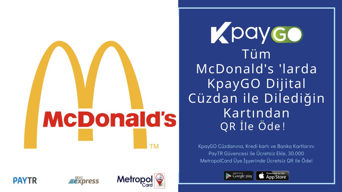 KpayTr's tweet photo. Tüm #McDonalds 'larda Sende KpayGO Dijital Cüzdanın ile Dilediğin Kartından QR ile Ödeme Ayrıcalığını Yaşa!
#HemenQRileOdemeyeBasla #KpayGO https://t.co/rDX09mTYrV
