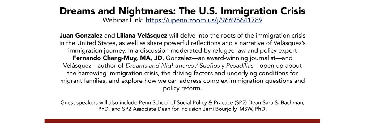 PennSP2's tweet photo. Register to attend the 3/30 event, "Dreams and Nightmares: The U.S. Immigration Crisis," here: https://t.co/3VSGGCRQGY https://t.co/XqiHCQiAzh