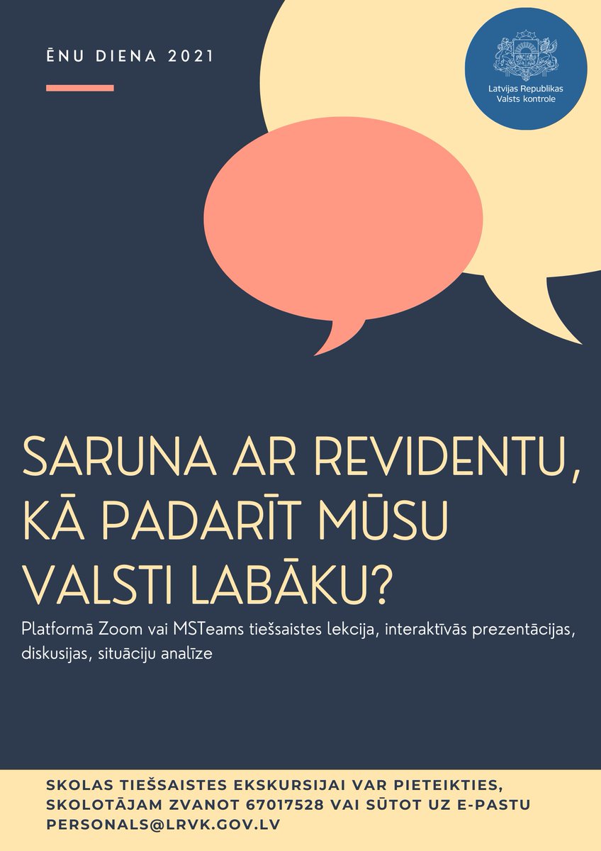 VKontrole's tweet photo. 📚Aicinām pieteikties skolēnus un studentus tiešsaistes ekskursijai Valsts kontrolē. Vairāk informācijas - https://t.co/4SlGbIh2g1. https://t.co/Oj51mce5wJ