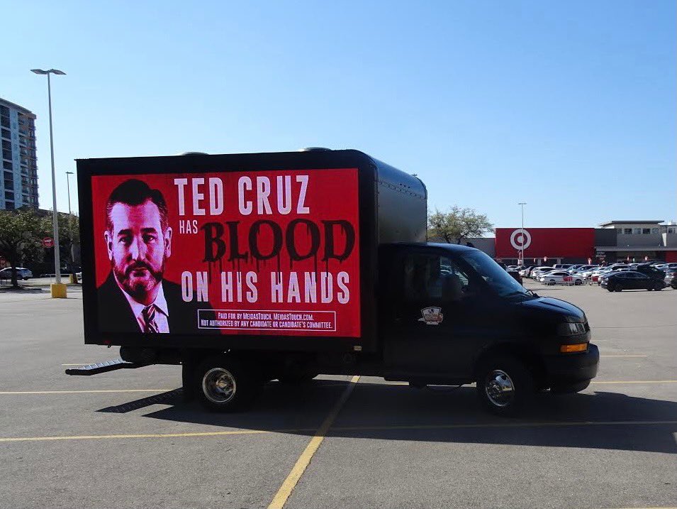 MeidasTouch's tweet image. Ted Cruz has blood on his hands and we are letting Texans know. #TedCruzisADisgrace