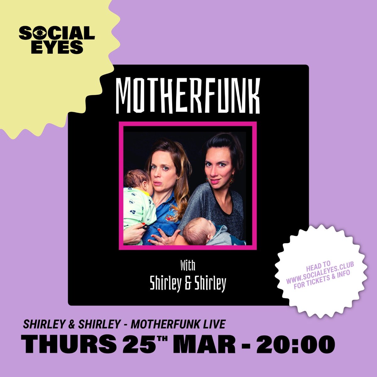 Please join us tomorrow night for Motherfunk LIVE. Expect fresh chat (yeah right), classic sketches and a special appearance from the brilliant ⁦@sindhuvfunny⁩. 8pm. Tickets from ⁦<a href="/clubsocialeyes/">SocialEyes</a>⁩ or via link in our bio 💋💋💋#comedy #livepodcast #parenting #doubleact