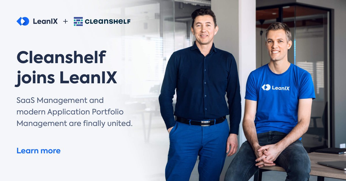 Cleanshelf's tweet photo. We are thrilled to announce that Cleanshelf was acquired by @leanix_net, the leading provider for managing Enterprise Architecture and multi-cloud environments.

Together, to unify view of IT landscapes!

Read more:
https://t.co/kAYiL92uSl

#cleanshelf #LeanIX #SaaSManagement #IT https://t.co/qzyz52Qeq5