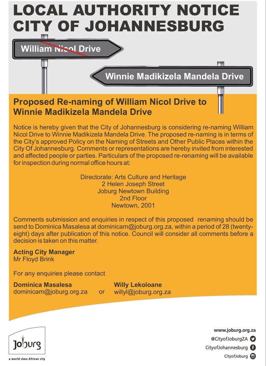 PigSpotter's tweet image. #WilliamNicol @CityofJoburgZA is kicking off its project on the possible renaming of William Nicol Drive, after the late anti-apartheid, necklace-promoting, xenophobic and racist struggle icon, Winnie. Have your say against the waste of TAX PAYERS money. Deadline is 27 April.