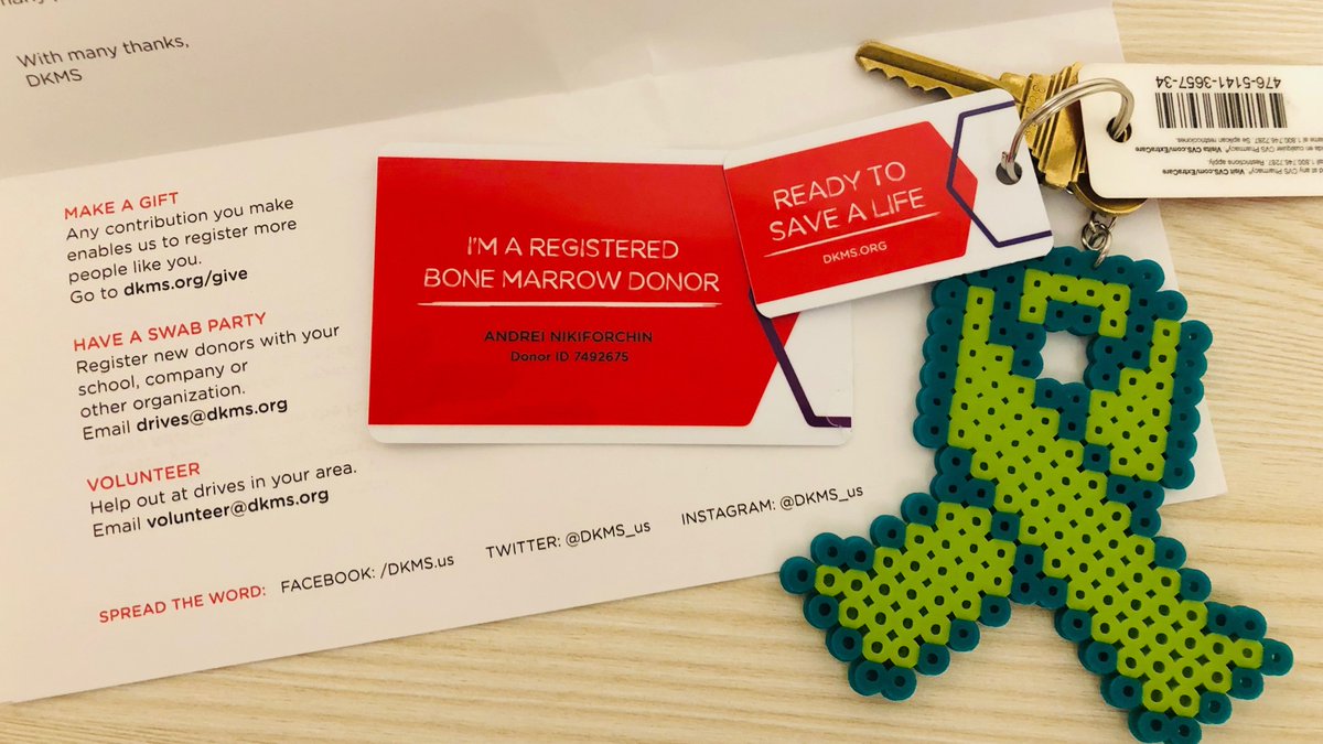 ANikiforchin's tweet photo. Truly honored and humbled to become a potential #bonemarrowdonor with @DKMS_us!
Special thanks to Pasha, Dasha, and @ShmelevMD for this heartwarming #fightlymphoma keychain! By the way, let’s throw a swab party?😉 https://t.co/tLeeukgkJs