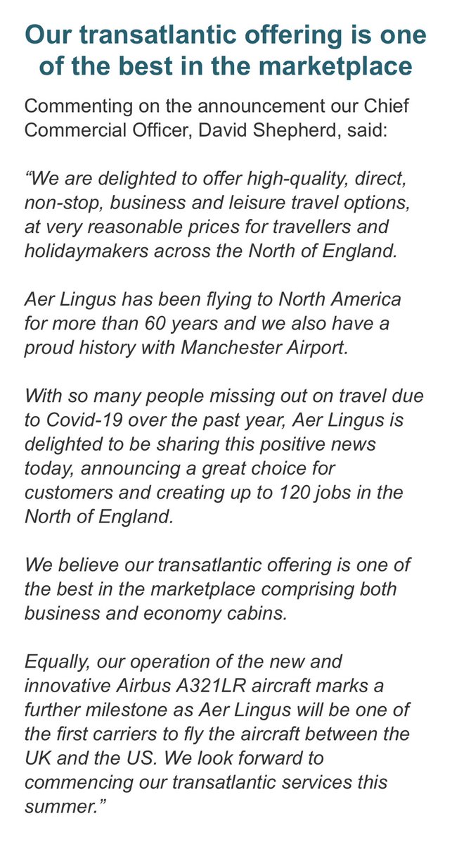 nialldowney's tweet photo. Great news for the north of England today as ⁦@AerLingus⁩ begin relocating aircraft, crews, &amp; maintenance as well as the associated corporation tax, PAYE, PRSI, USC &amp; revenue lost to Ireland. We’ve 143,000 jobs &amp; €17 billion dependent on aviation. ⁦⁦@RecovAIRie⁩ https://t.co/dGVw2gKW8F