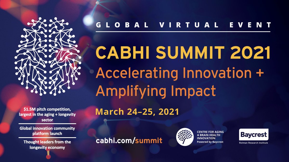 The CABHI Summit is TODAY, 12-5pm (ET). 

We're live-tweeting highlights, so follow/tag us and #cabhisummit for insights on #healthtech and #aging + a sneak peek at our exciting new global platform for older adults + their care partners.

 Join us here: bit.ly/3vZNpRM