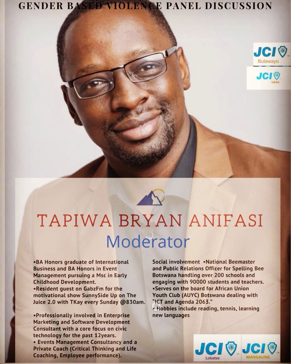 jcimangaung's tweet photo. JCI LOBATSE Gender Based Violence Sensitization Event:
in collaboration with JCI Mangaung; JCI Unza -Zambia; & JCI Bulawayo -Zimbabwe
When- 27th March 2021
@ 9:00am CAT
DM us for Zoom link
#jcimangaung #jci #jcisa #genderbasedviolenceawareness #gbv #ServantLeadership #awareness https://t.co/6NWxWeLXGb