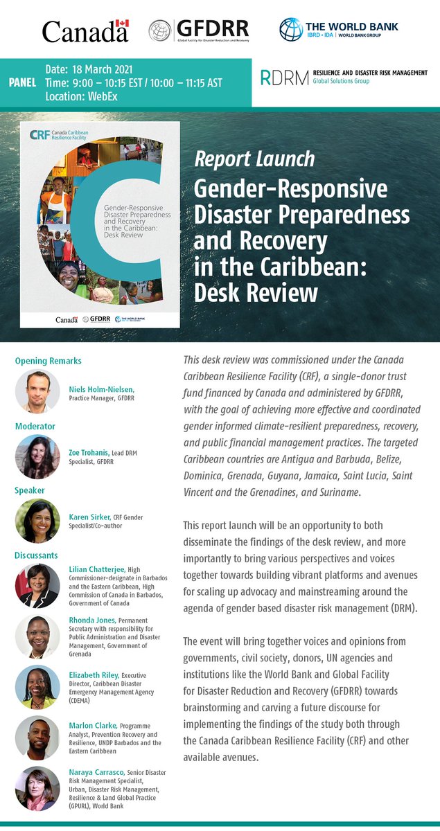 High Commissioner <a href="/LilianCGAC/">Lilian Chatterjee</a> highlighted #Canada’s commitment to advancing #GenderEquality in disaster preparedness and recovery with #Caribbean governments and civil society at the launch of a new <a href="/GFDRR/">GFDRR</a> report funded by the Canada-Caribbean Resilience Facility.