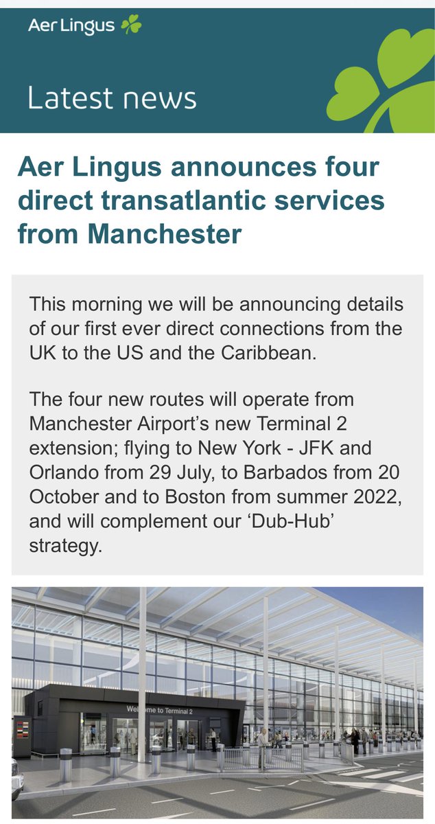 nialldowney's tweet photo. Great news for the north of England today as ⁦@AerLingus⁩ begin relocating aircraft, crews, &amp; maintenance as well as the associated corporation tax, PAYE, PRSI, USC &amp; revenue lost to Ireland. We’ve 143,000 jobs &amp; €17 billion dependent on aviation. ⁦⁦@RecovAIRie⁩ https://t.co/dGVw2gKW8F