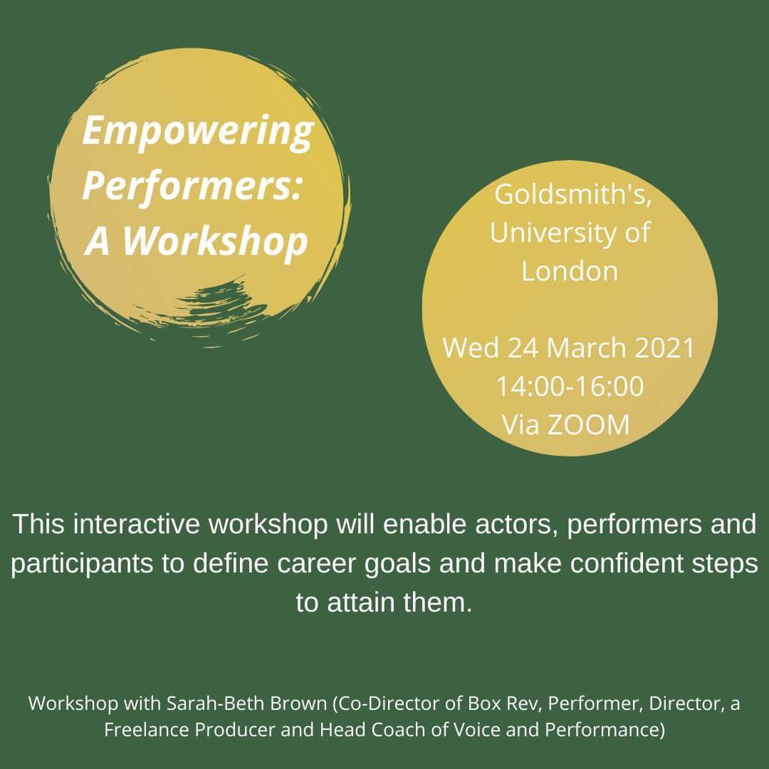 BOXRevolutions's tweet photo. Live from 14:00-16:00 today, Sarah-Beth Brown will be live on zoom with her #EmpoweringPerformers workshop! For both #actors and #performers to help define career goals and giving you the confidence to take the steps. Link provided in the comments section! https://t.co/zygTXZYdpy