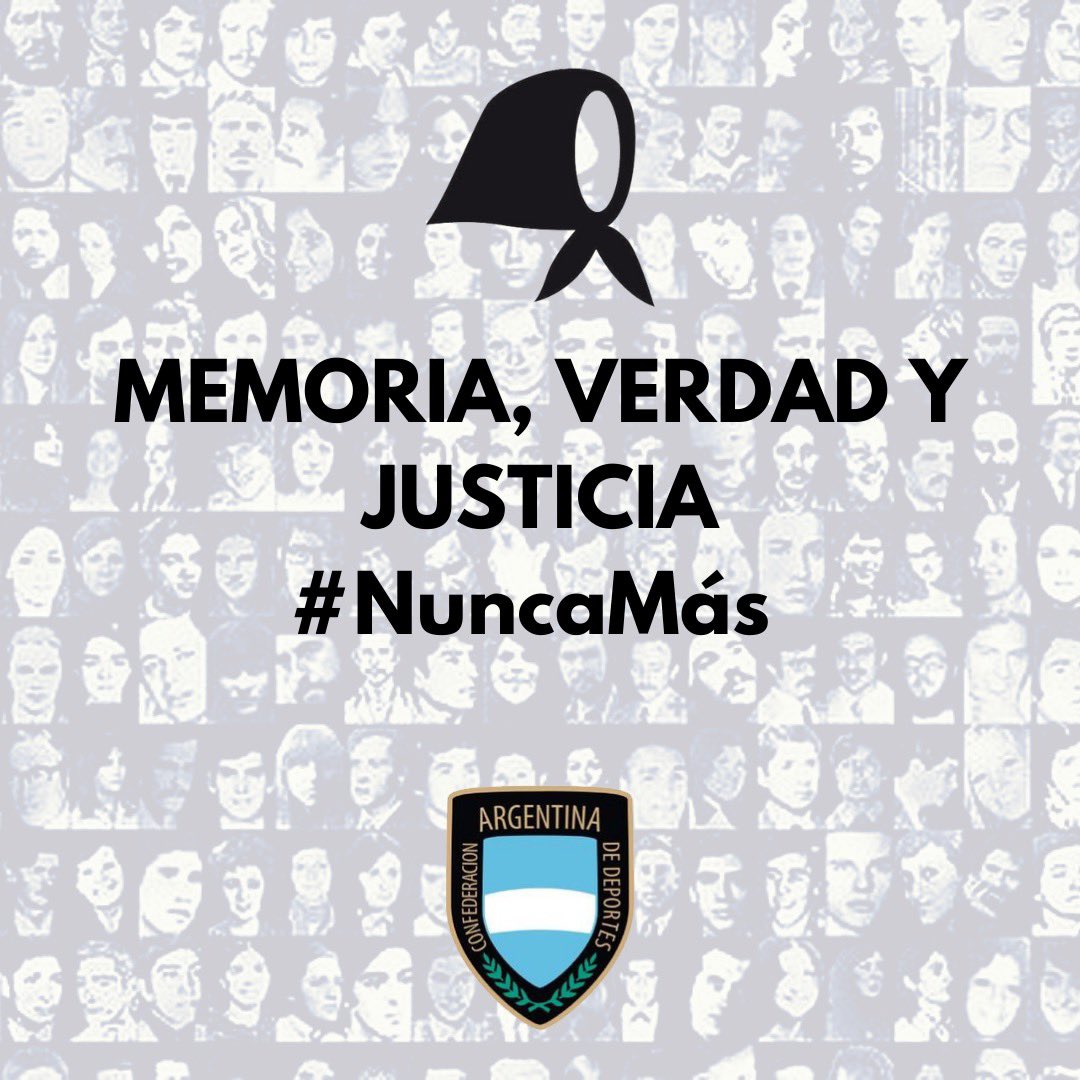 CAD_Deportes's tweet photo. A 45 años del último golpe cívico militar, la Confederación Argentina de Deportes reafirma el compromiso por la Memoria, Verdad y Justicia.

#NuncaMas https://t.co/TiflpIg06U