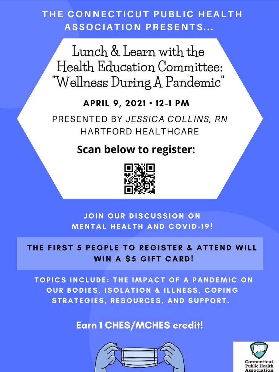 ‘Lunch and Learn with the Health Education Committee: Wellness During A Pandemic’ will be held next month at the conclusion of National Public Health Week on April 9, 2021, from 12 pm – 1pm. 

Register Here: us02web.zoom.us/meeting/regist…