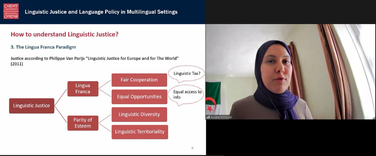 From 🏴󠁧󠁢󠁷󠁬󠁳󠁿 to 🇩🇿  in our PGR #workinprogress session today @ysgolygymraeg  
Diolch /  شكرا! @Assala1901 
#linguisticjustice #sociolinguistics #highereducation #arabic #french #amazigh #linguafranca #algeria