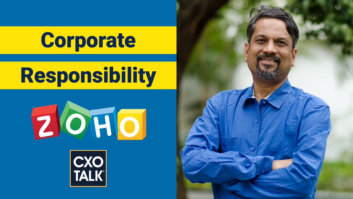 What are the limits and expectations of corporate social responsibility? Are there new corporate philanthropy models?

Join <a href="/mkrigsman/">Michael Krigsman #cxotalk</a> from <a href="/cxotalk/">CXOTALK</a> in a conversation with our CEO, <a href="/svembu/">Sridhar Vembu</a>, to find out.

🗓️ 26 March 2021 at 1pm ET | 10:30pm IST on zurl.co/g6Y8
#CXOTalk