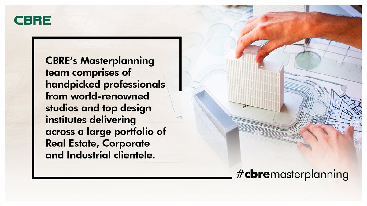 #CBREMasterplanning team, with an unparalleled experience, adds extensive value throughout the decision-making process and implementation life cycle of any #realestate-oriented project.

Connect with us to ensured success. Click here: bit.ly/38SztyN

<a href="/Jit2579/">Jit Brahmkshatriya</a>
