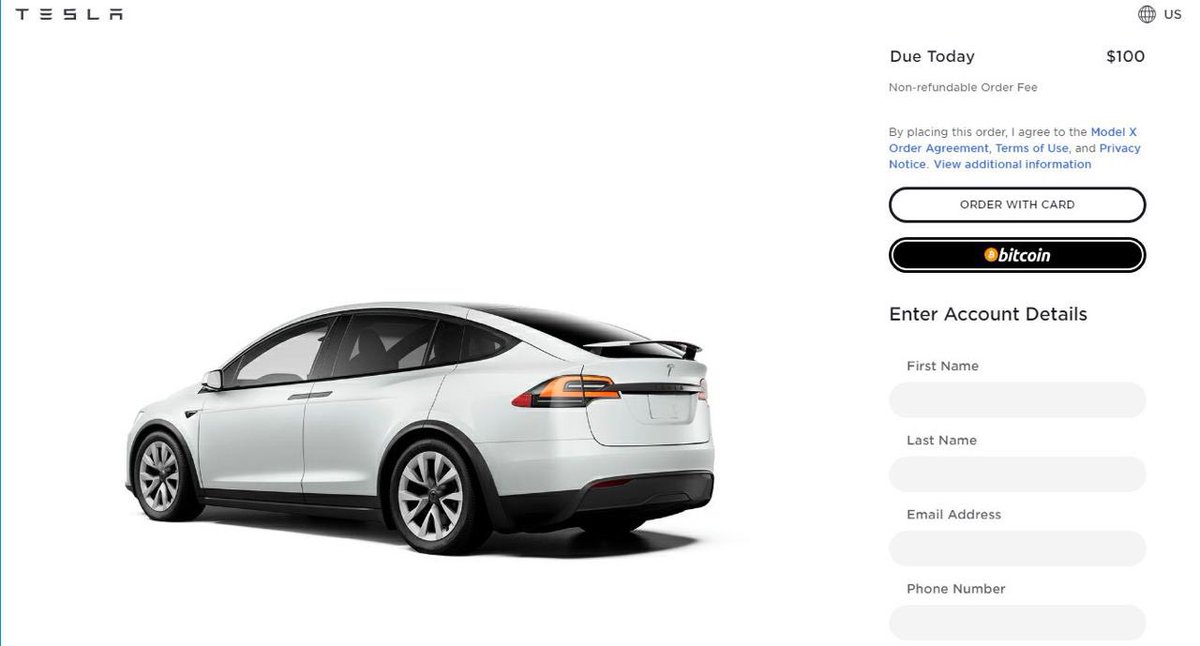 TrendatedTech's tweet photo. Now you can buy #Tesla with #Bitcoin in #USA. Other countries will also be able to purcahse with Bitcoin later this year

@Tesla 
Tags: #teslamotors #bitcoinpayment #payment #car #ev #electricvehicle #india #electricCar https://t.co/kx4K9Q0gvT