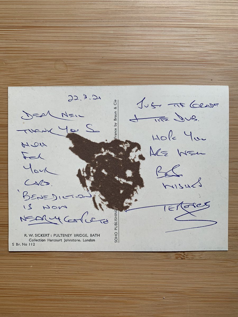 A beautiful little card just arrived in the mail from director, Terence Davies.

Good news too re his new film, BENEDICTION 

#card #postcard #rwsickert #pulteneybridge #terencedavies #director #filmdirector #britishdirector #britishfilm #britishcinema