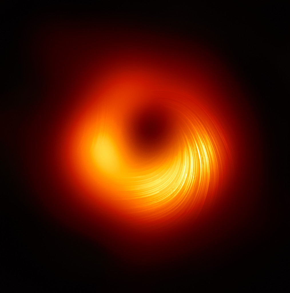 😎 📡 The @ehtelescope collaboration, including ALMA Observatory, has used the polarization of radio waves to measure the properties of magnetic fields close to the black hole. 

Credit: #EHTBlackHole Collaboration