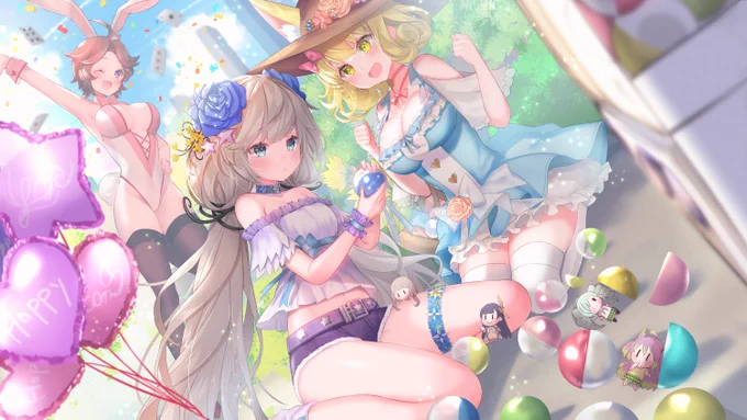『放置少女』の4周年記念イラストを描かせて頂きました!✨
4周年おめでとうございますー!🎉✨🌸
#放置少女4周年 