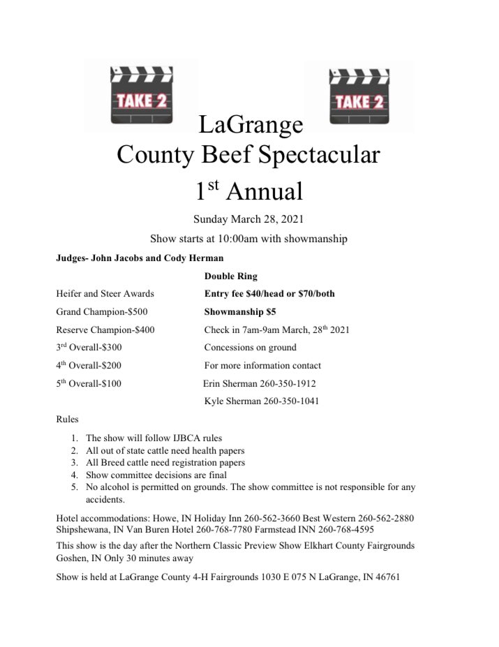 IJBCA's tweet photo. UPCOMING SHOW REMINDER
•••
This Sunday, March 28th, the LaGrange County Beef Spectacular will be held at the LaGrange County Fairgrounds in LaGrange, Indiana.
•••
We hope to see you there! https://t.co/LhWEQyhyvZ