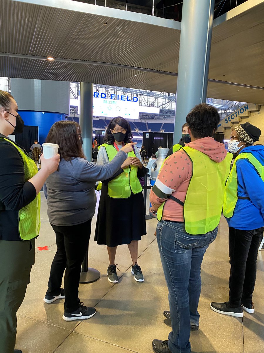 AmeriCorps members with the <a href="/detroitamus/">AmeriCorps Urban Safety Program</a> are serving at Detroit's <a href="/fordfield/">Ford Field</a> to assist with the mass vaccination site #WeAreAmeriCorps